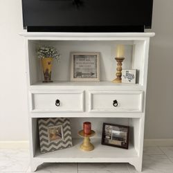 White Bookshelf (used as a TV Stand)