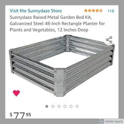 Sunnydaze Raised Metal Garden Bed Kit, Galvanized Steel 48-Inch Rectangle Planter for Plants and Vegetables, 12 Inches Deep


