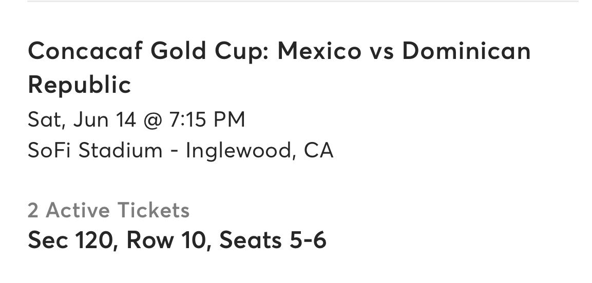Reselling Ticket, Mexico Vs Dominican Republic