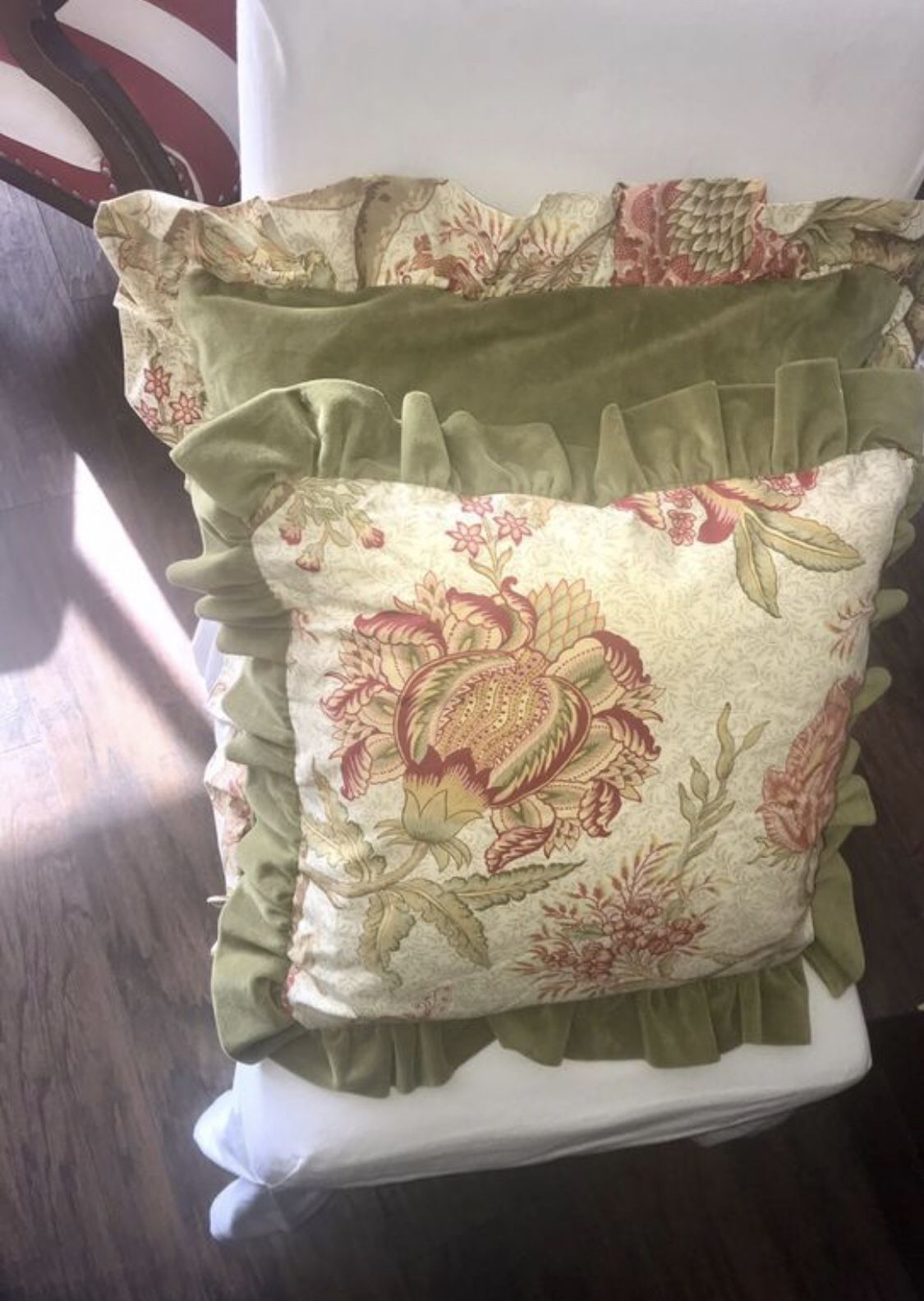 2 beautiful Anthropologie velvet pillows like new used in formal living room