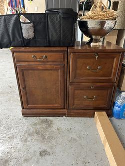 Ashley’s Furniture Wooden Desk With File Cabinet And Other Storage