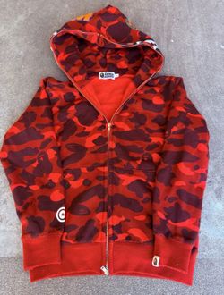 A bathing Ape (Bape) Red camo shark full zip hoodie s