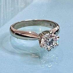 🔥 14K White Gold Solitaire 1,.25ct Natural Diamond Engagement Ring