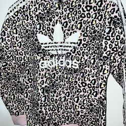 Adidas Original LEO BF OH Cheetah Print Hooded Sweatshirt NWT (Junior Girls-XL/Women-M) 