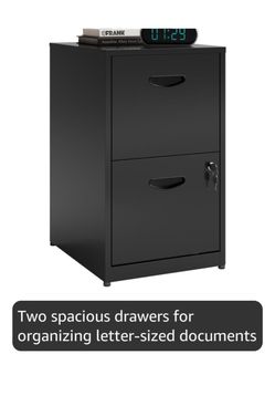 Black 2-Drawer Locking File Cabinet