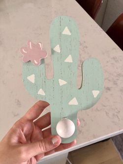 Wooden Cactus Wall Hook Decor