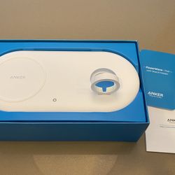 White Anker PowerWave + Wireless Charging Pad with Watch Holder
