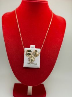 Bello set clover de 14 kt solido ajustable 18 a 20 inches