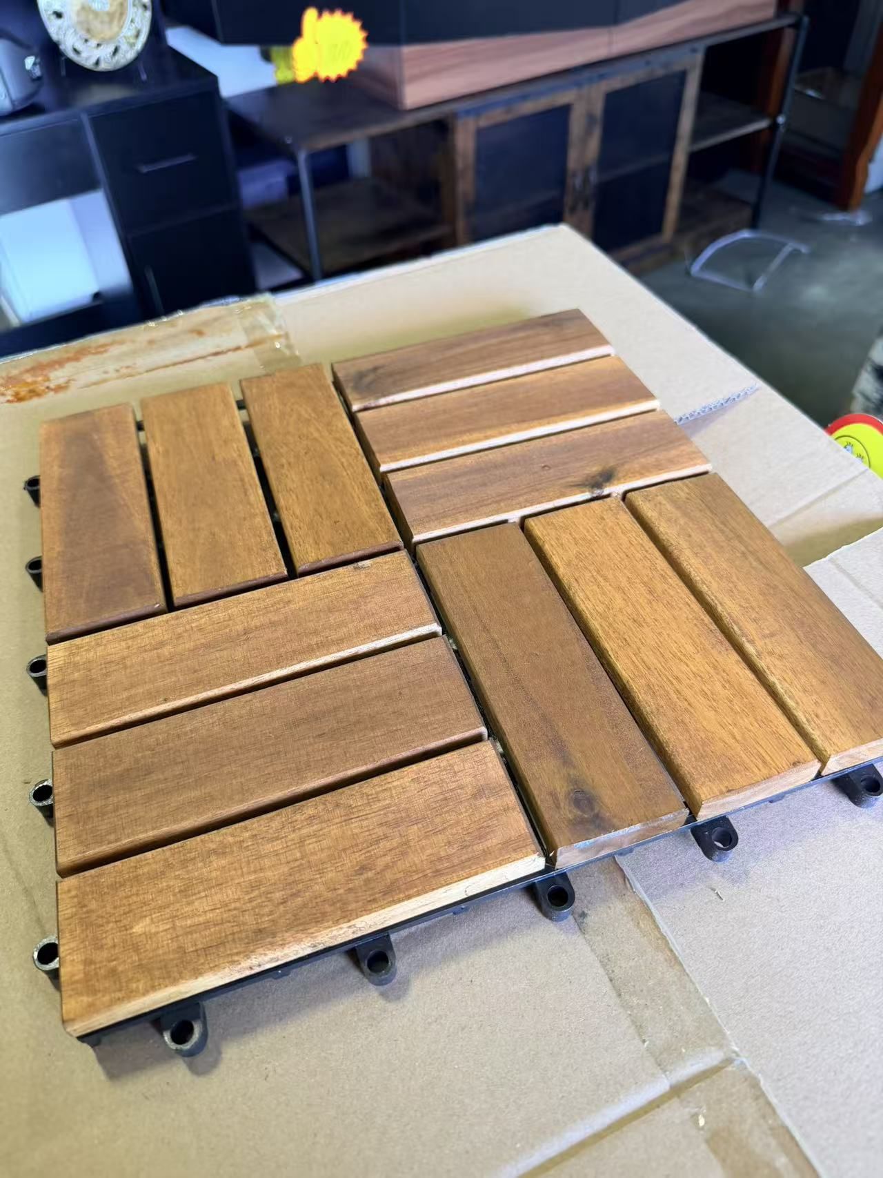 Acacia Wood Patio Deck Tiles - 27 Pcs  Natural $60 