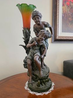 Fishing Sculpture statue light lamp