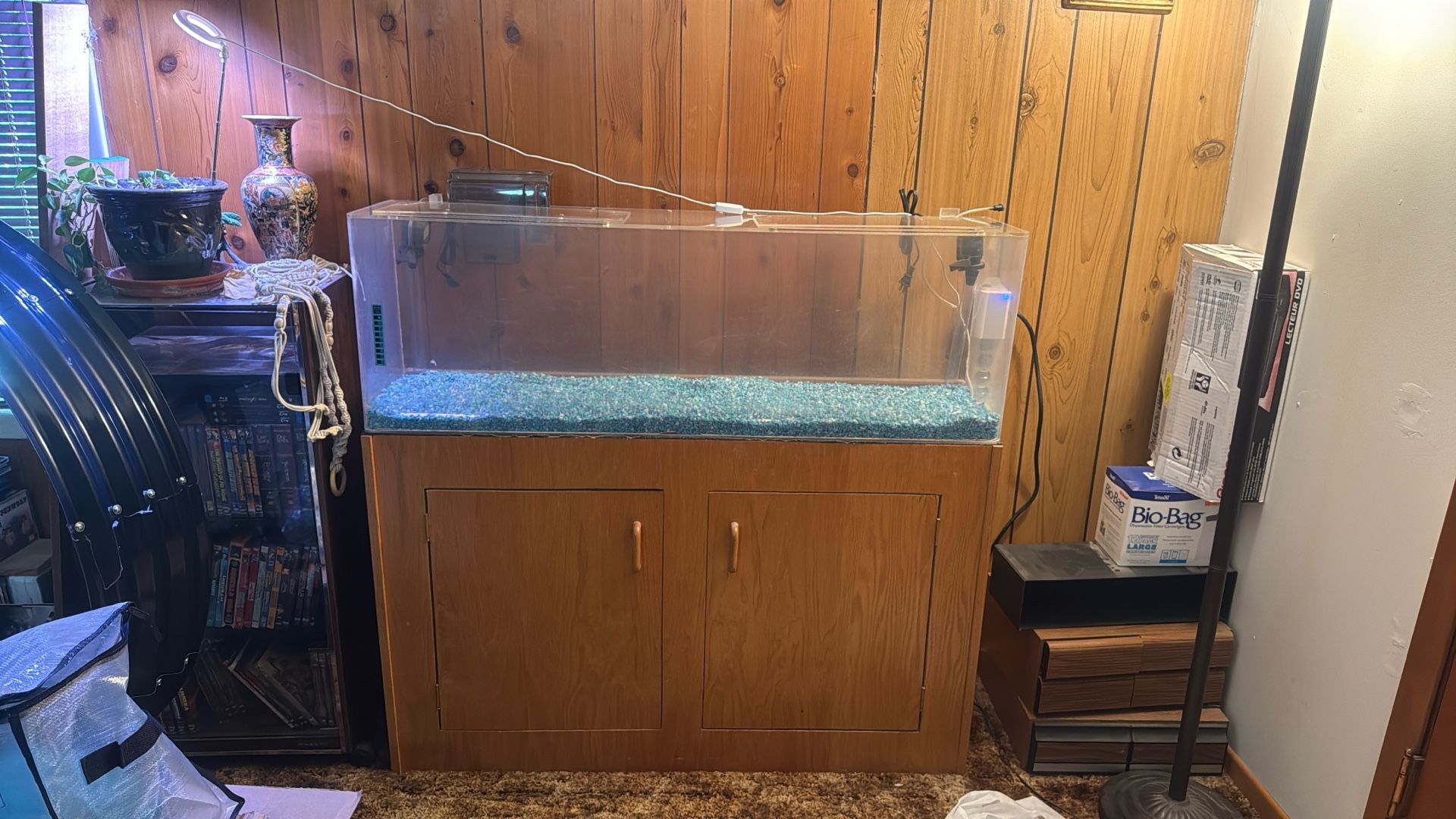 Aquarium 3’ 10” X 15” X 11” With Cabinet And Many Supplies www