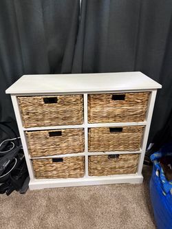 White Wicker Storage 32 x 13 x 29