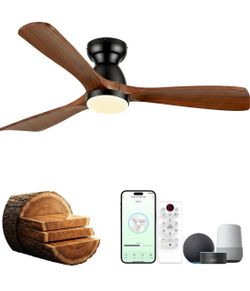 New 52in Smart Flush Mount Ceiling Fans with Lights and remote control/APP