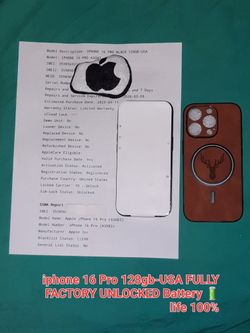 Iphone 16 PRO 128GB FULLY FACTORY UNLOCKED 