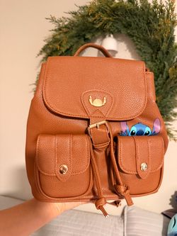 Disney Stitch Mini Backpack Brown Faux Leather