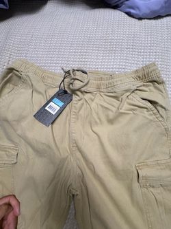 Khaki Cargo Pants with Drawstring Waist
