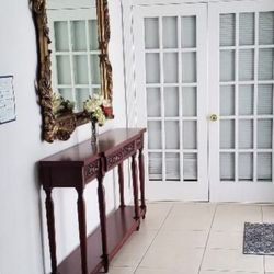 Antique table and mirror both solid wood