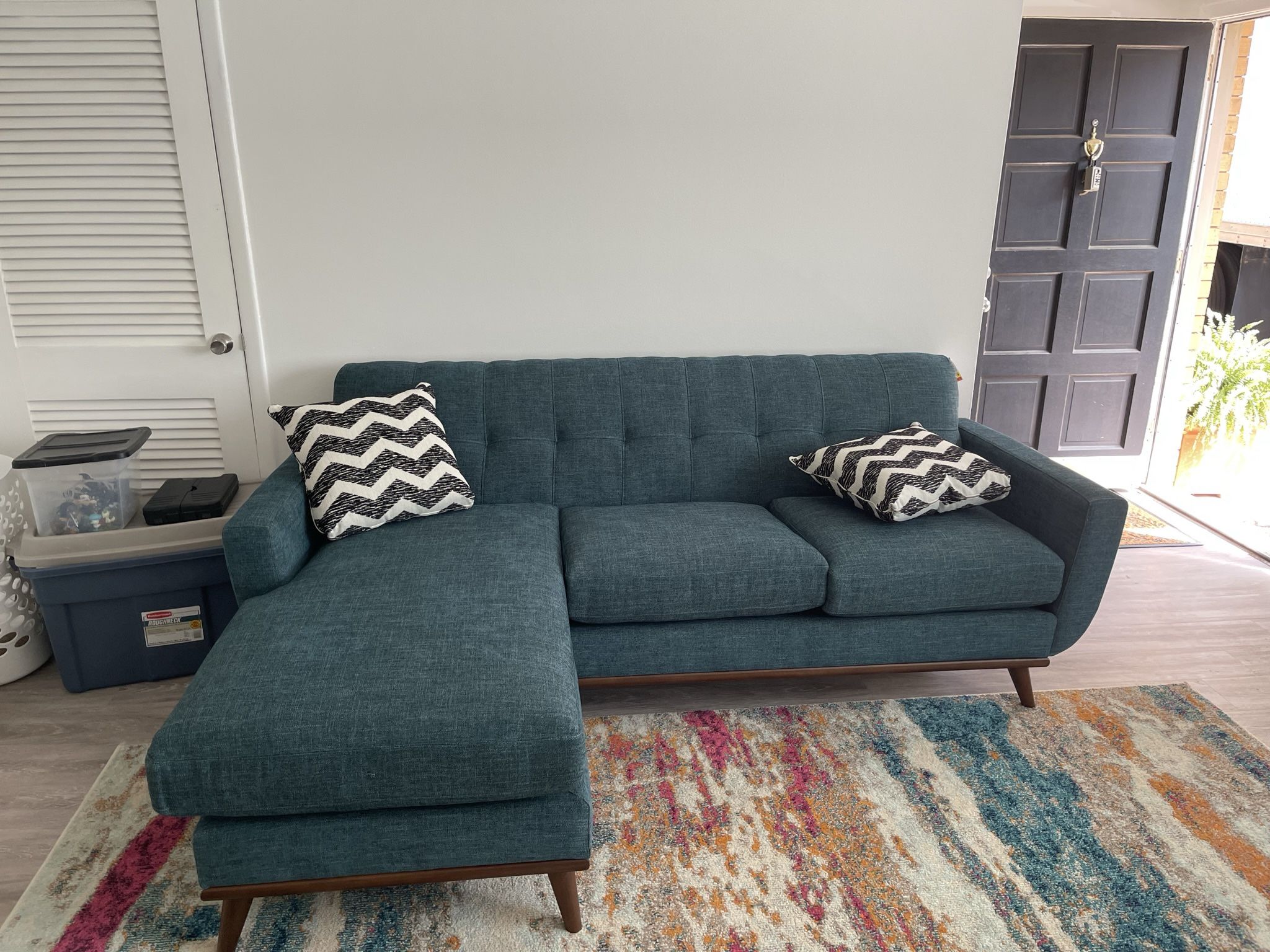 Teal Sofa with Chaise