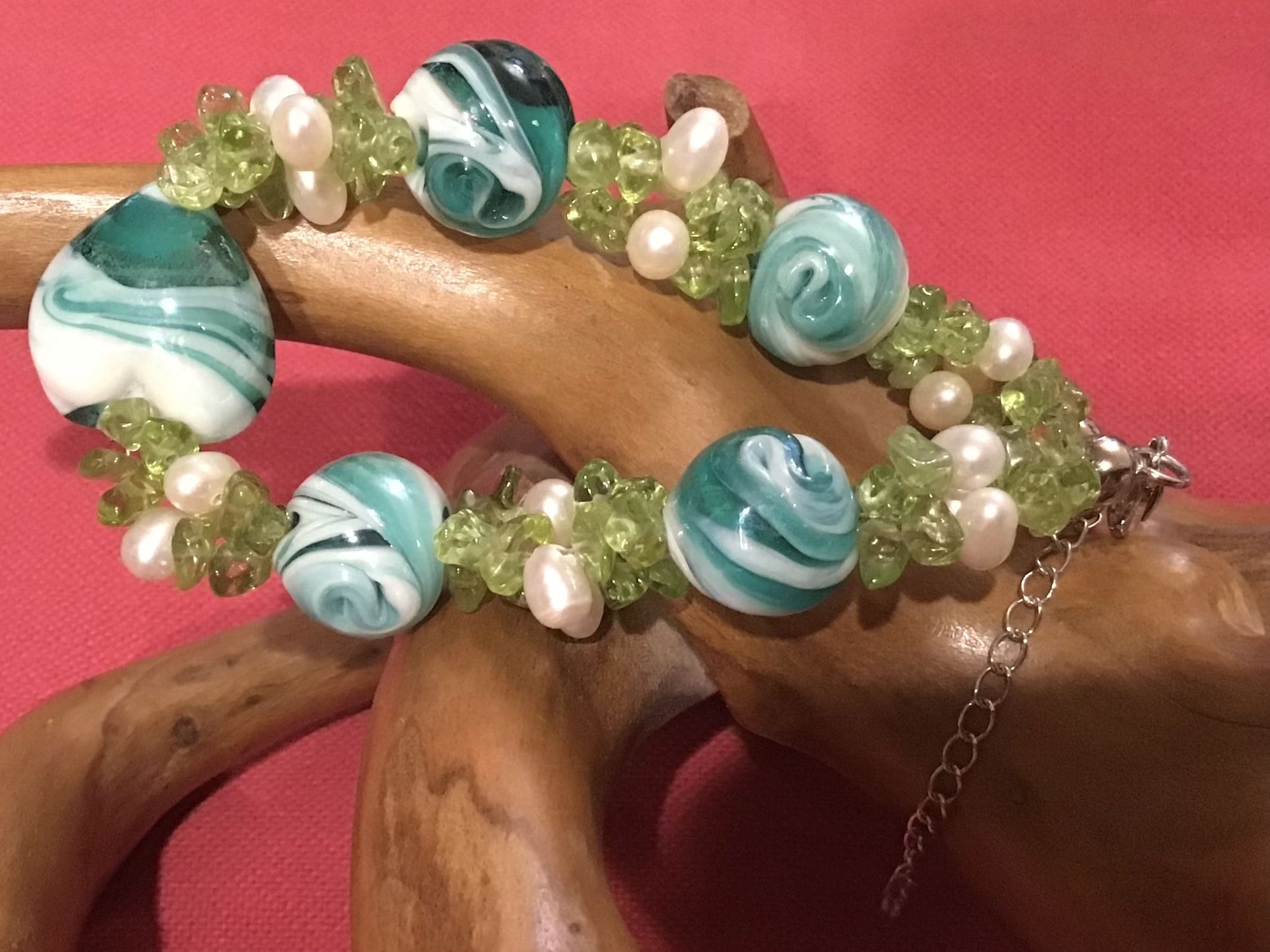 Peridot, Pearl & Glass Bracelet