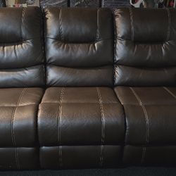 Leather Couch Recliner On  Both End