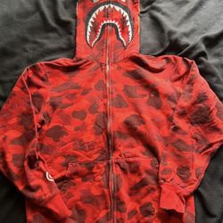 Red Authentic Bape Hoodie And Chicago 1 Bundle 
