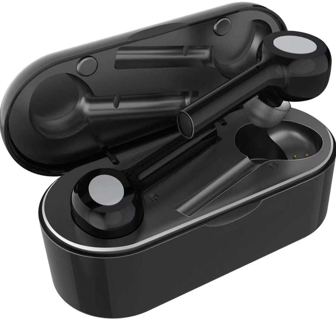 Wireless Earbuds, True Wireless Earbuds Bluetooth 5.0 Stereo Bluetooth Headphones TWS in-Ear Headset with Charging Case, Built-in Mic (Black+Silver)