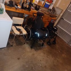 2 Wheel Chairs And 1 Toilet Seat Chair 