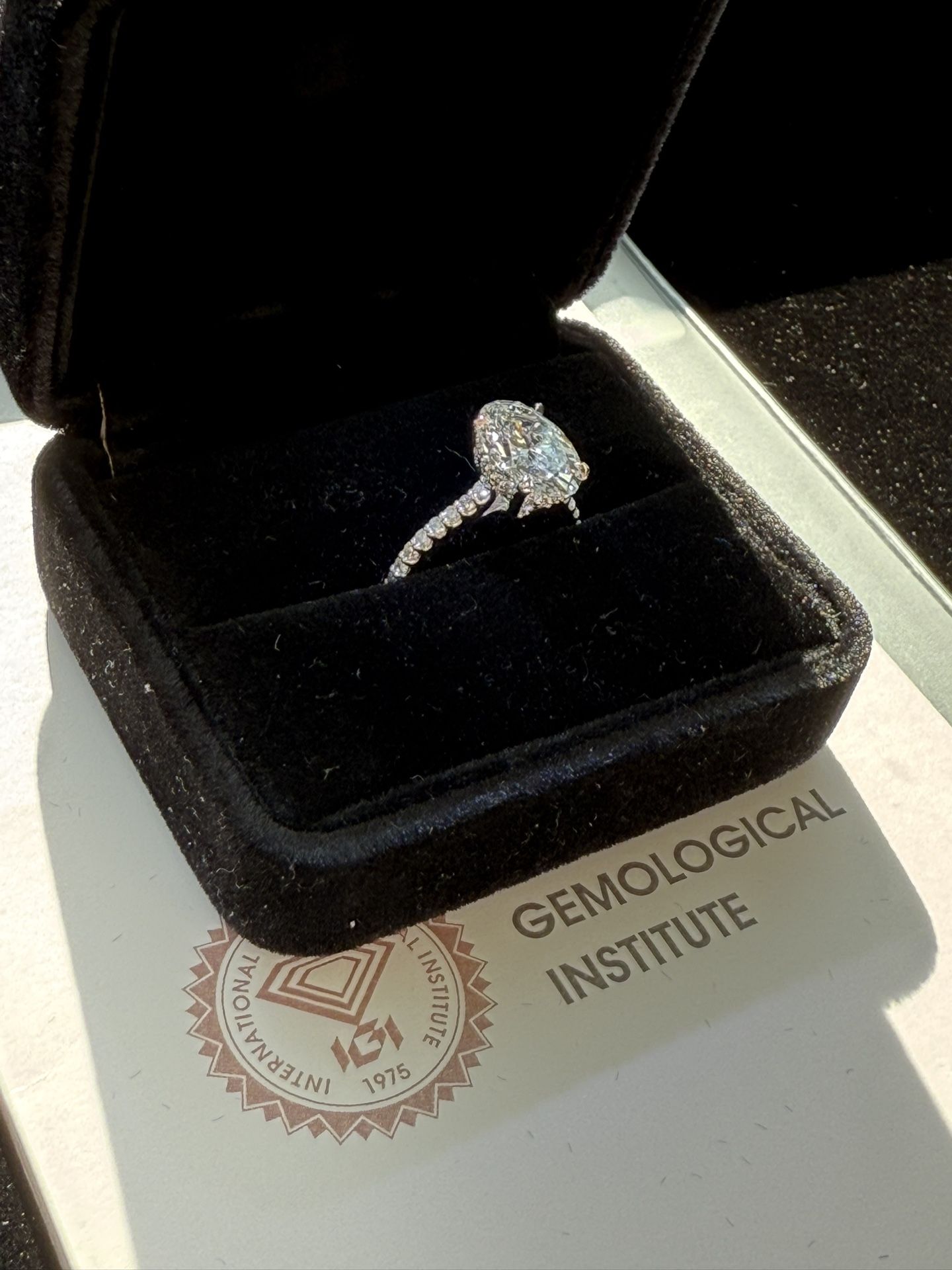 3.33 Carat Oval Certified Diamond Ring - Hidden Halo - White Gold