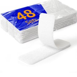 48 Sets, 1 x 3 inch Adhesive Hook and Loop Fastener Strips, Heavy Duty, Strong Back Adhesive, Double-Sided Hook and Loop 