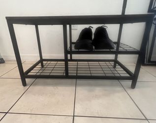 Entryway Bench with Coat Rack – Wood & Metal