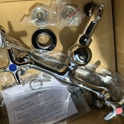 Chrome, Wall-Mount, Sink Faucet