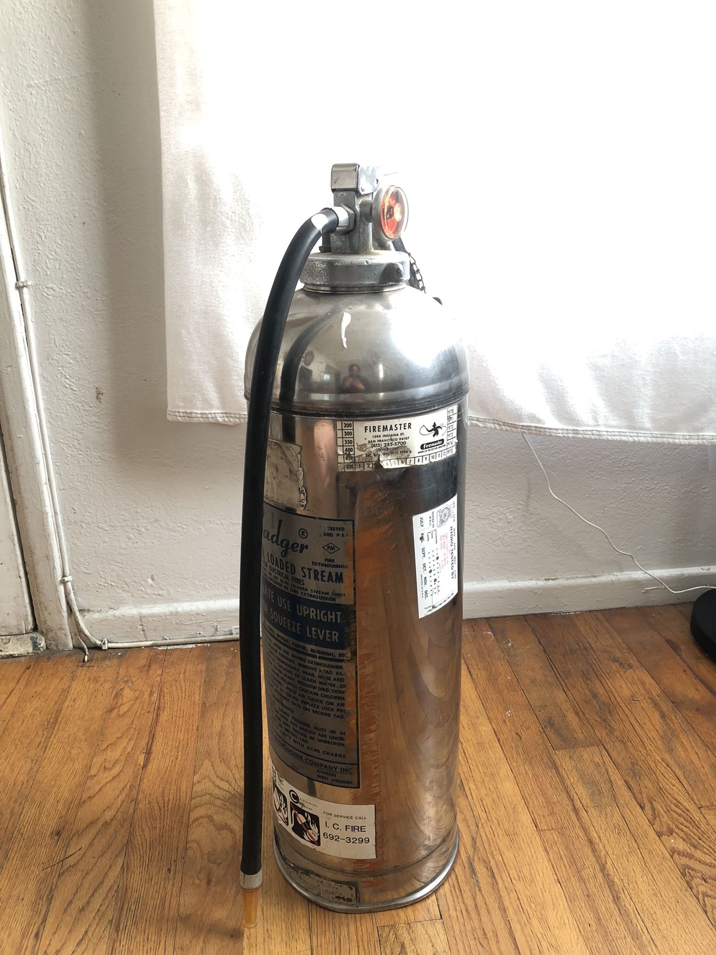 Empty Fire Extinguisher Silver Unpressurized Badger Brand