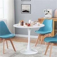  Round White Dining Table Modern Kitchen Table 31.5" with Pedestal Base in Tulip Design, Mid-Century Leisure Table (New In Box)