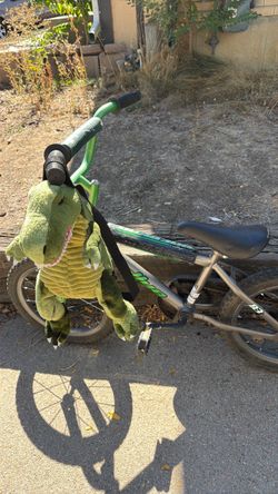 16”Kids BMX Bike Green wth dinosaur backpack
