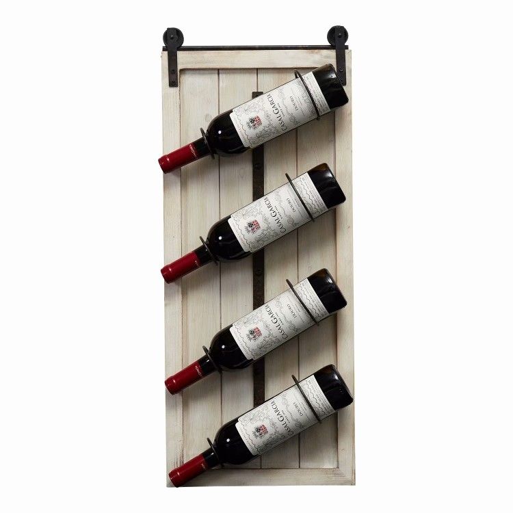 Kinbor Set of 2 Wood Wine Rack Wall Mounted for Wall Rustic White