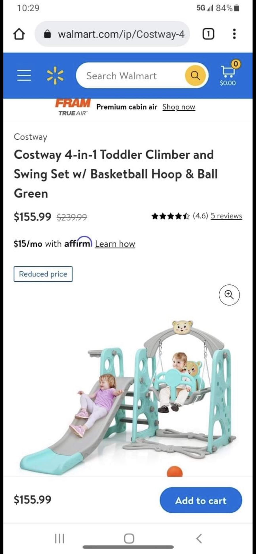 four in one Toddler climber And swingset