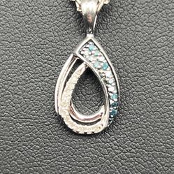 925 sterling silver necklace chain Figaro link 21.5” with fluorite stones