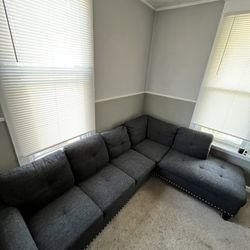 Black Linen Sectional 