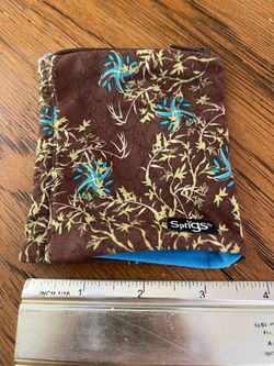 Sprigs Wrist Wallet - Brown Floral with Blue Interior - Like New
