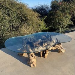 1970s MCM Burl Driftwood Coffee Table 