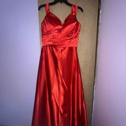 red silk dress 