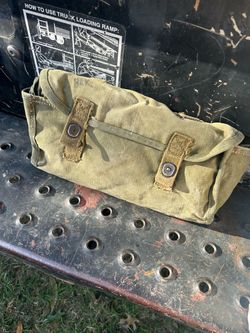 Vintage Canvas Military Pouch With Poncho