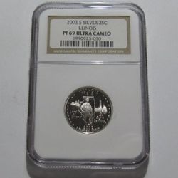 2003-s Silver Illinois State Quarter PF69
