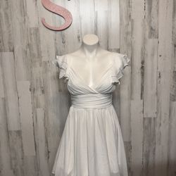 Forolay white fit and flare dress size small