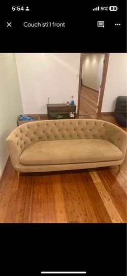 st Elm Lola Tufted Sofa in Plush Velvet, Wasabi