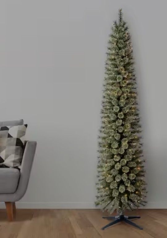7ft. Pre-Lit Artificial Cashmere Pencil Christmas Tree, Clear Lights by Ashland