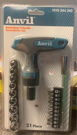 Anvil Ratcheting T-Handle Screwdriver Set 21-Piece