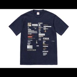 SUPREME CUTOUTS TEE NAVY BLUE T SHIRT FALL WINTER 2018 DROP BRAND NEW RARE SOLD OUT AUTHENTIC ORIGINAL PACKAGING NEVER OPENED WITH RECEIPT