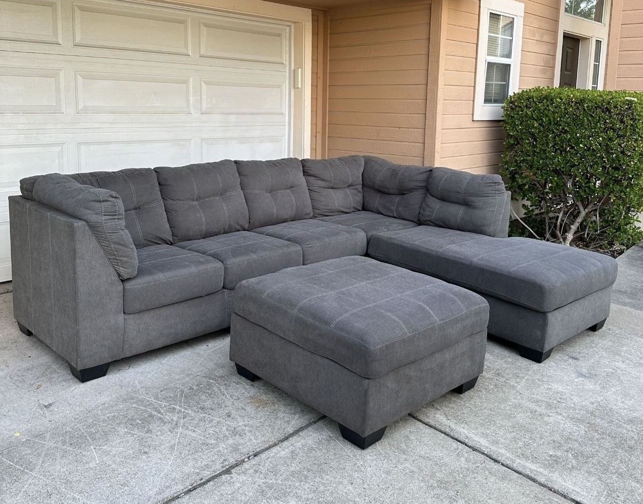 Comfy Ashley Furniture Sectional Couch/Sofa + Ottoman | FREE DELIVERY