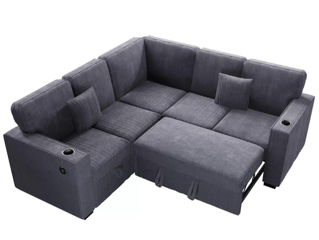 ✅️✅️3-Piece Convertible Sectional
Sleeper Sofa W/Cupholder, Sofa Storage, & USB Ports✅️✅️